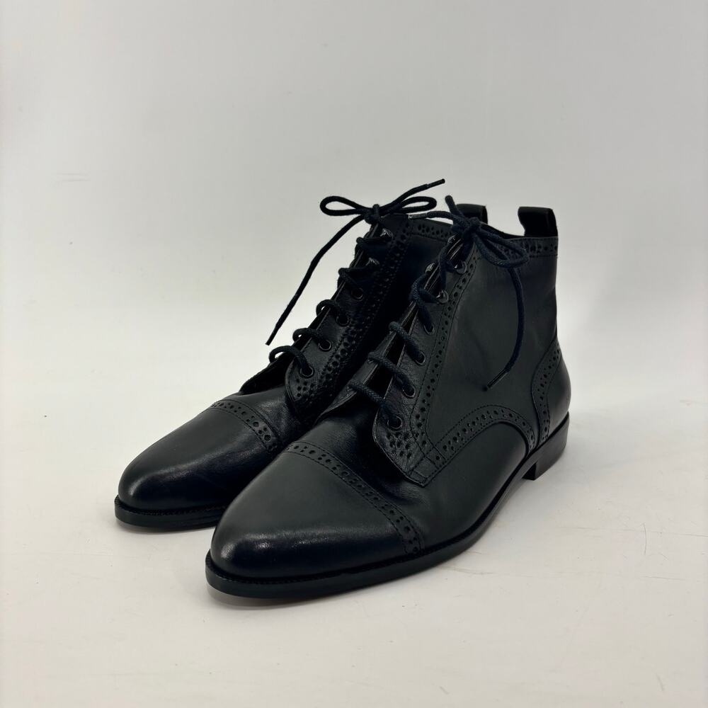 Hunt Club Women's Size 8 Cynthia Black Leather Wingtip Ankle Boots Brazil